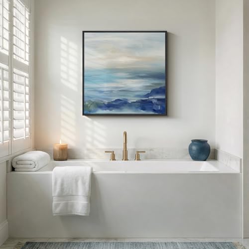 Framed Blue Abstract Wall Art Decor