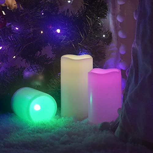 Color Changing Outdoor Battery Operated Flameless Candles with Remote 3 PCS