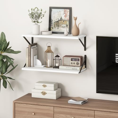 Deep White Floating Shelves for Wall (2 Count)