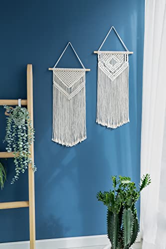 2Pcs Macrame Wall Hanging Boho Tapestry Wall Art Bedroom Decor