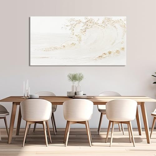 Canvas Wall Art Decor White Wall Art Silent Waves With Gold Canvas Art Wall Decor Wall Art Painting Decorations Artwork Wall Art Prints For Room Living Room Bedroom Office Decor 20x40 Inch