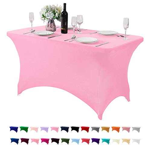 Spandex Table Cover for 4FT or 6ft or 8ft Table Universal Fitted Stretch Tablecloth for Party