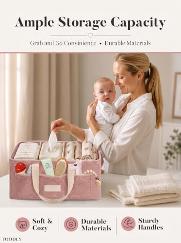 Baby Diaper Caddy Organizer with Waterproof Changing Pad