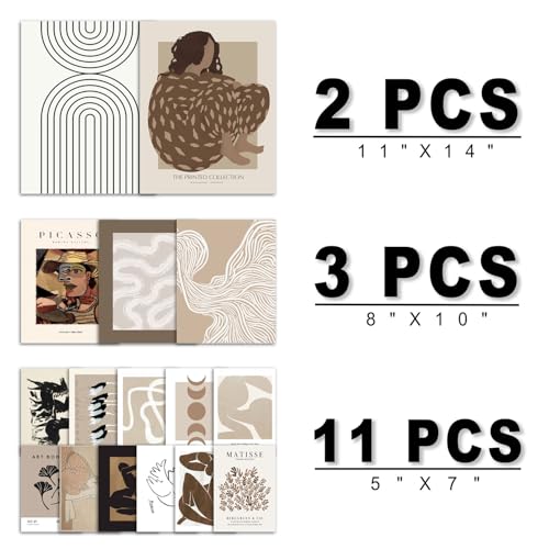 16 PCS Boho Eclectic Wall Art Decor (16 Count)