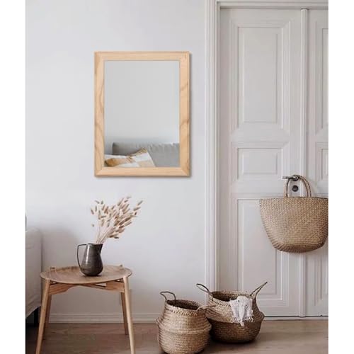 Rustic Mirrors for Wall Rectangle Wood Frame Mirror Decorative for Farmhouse Bedroom Bathroom Living Room Large 20"x16"