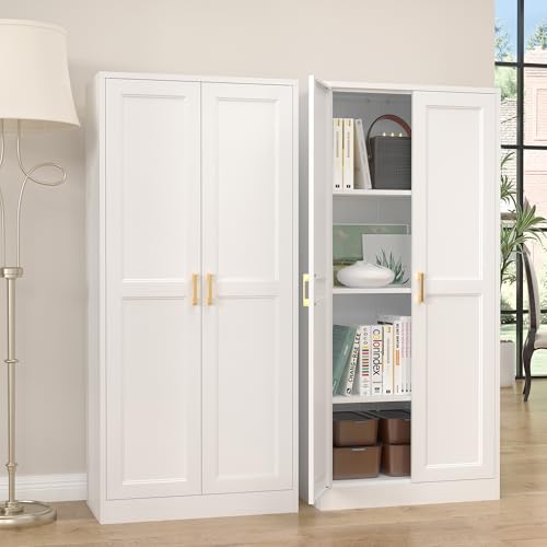 60"Metal Pantry Storage Cabinet with Doors & 3 Adjustable Shelves