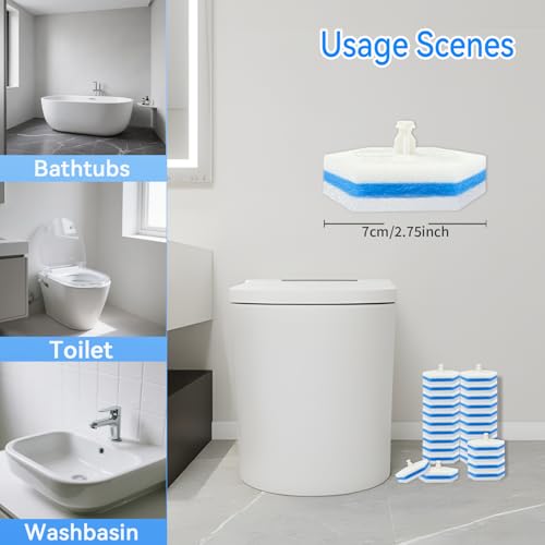 Disposable Toilet Wand Refills 100 Counts Blue Replacement Heads Compatible with Clorox Wand 3D Spiral Disposable Bathroom Cleaning Pads