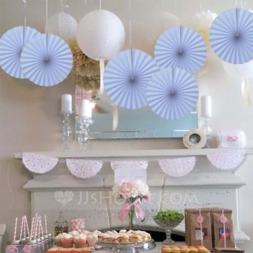 White Party Decorations White Hanging Paper Fans DIY Set 16inch