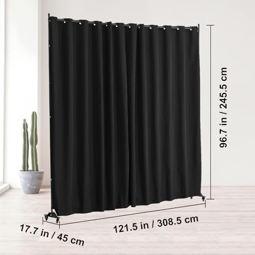 Room Divider Portable Panel Room Divider with Wheels Curtain Divider Stand