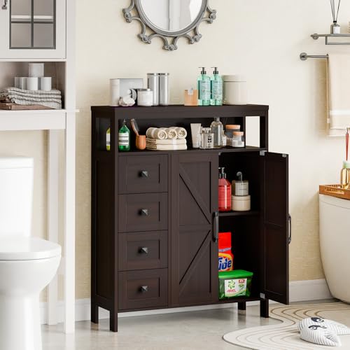Farmhouse Storage Cabinet with 2 Doors and 4 Drawers