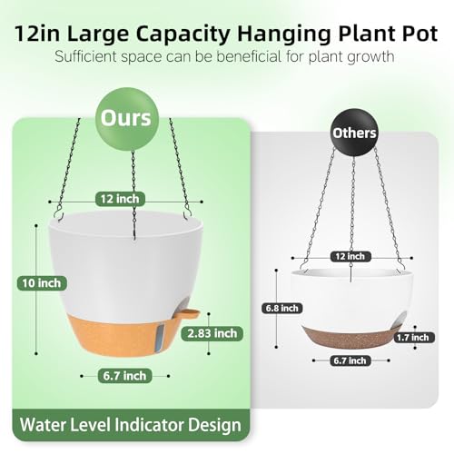 12 Inch Hanging Planters for Indoor Outdoor Plants (2 Count)