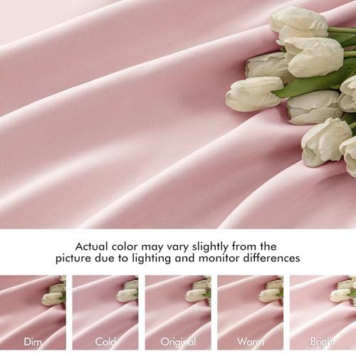 Light Pink Back Tab Blackout Curtains 52x96 Inch Long 2 Panels Set (2 Count)