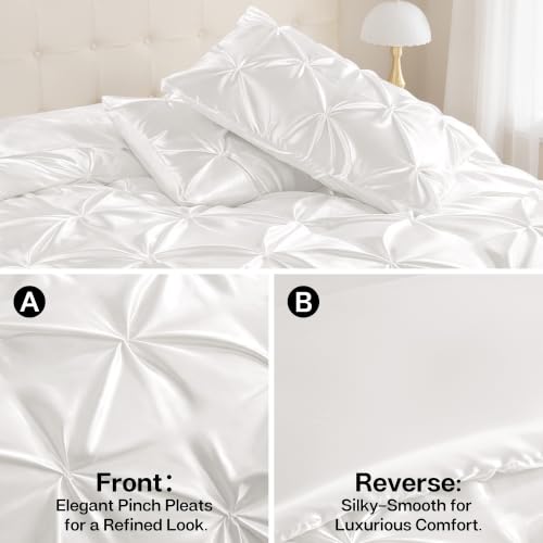 Satin Queen Comforter Set Ivory