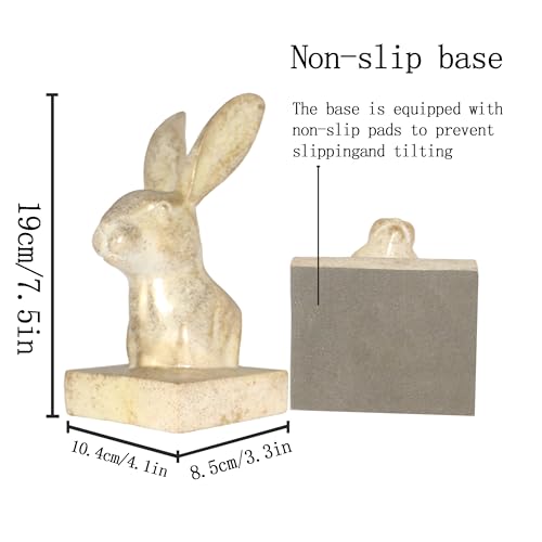 Unique Gold Rabbit Decorative Bookends for Home Office Shelves Decor (2 Count)
