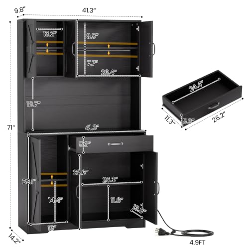 71" Pantry Cabinet with Charging Station