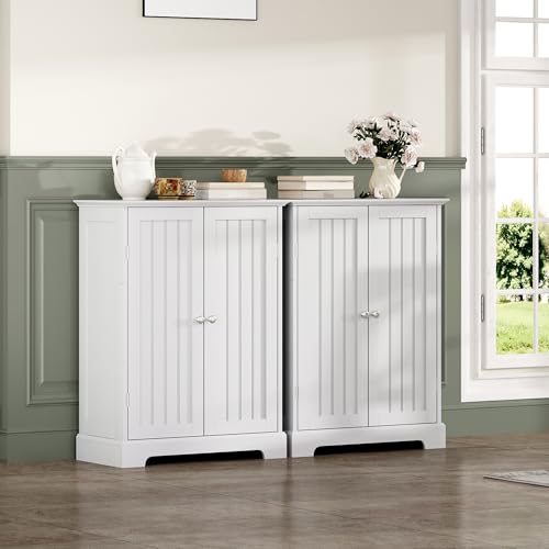 Bathroom Floor Cabinet with 2 Doors and Adjustable Shelves
