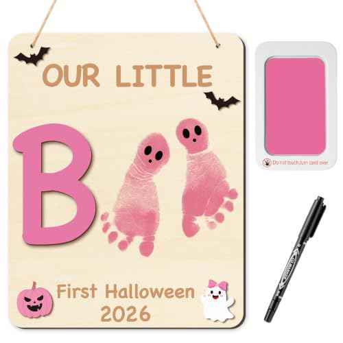R HOSRE 3D Halloween Baby's Footprint DIY Art Craft with Ink Pad for Decor (4 Count)