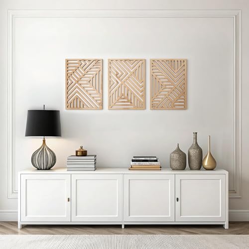 Modern Wooden Wall Sculptures (3 Count)