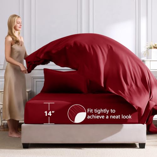 King Comforter Set 102"x90" Dark Red
