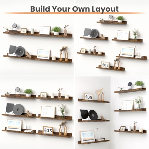 Floating Shelves for Wall Decor and Storage (6 Count)