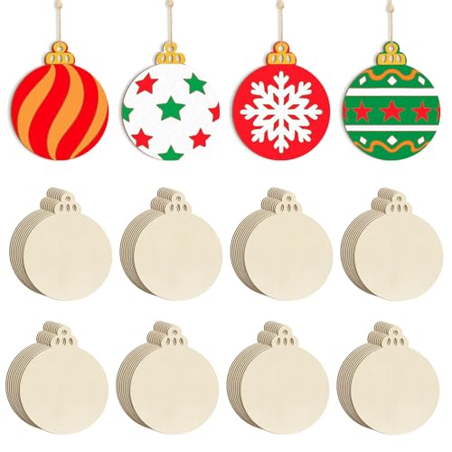 Wooden Christmas Ornaments to Paint Bell Decoration Cutouts Unfinished 36PCS (36 Count)