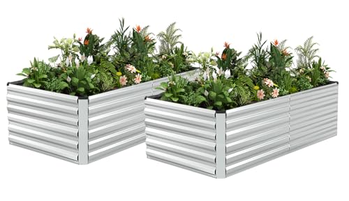 6x3x2ft Outdoor Metal Raised Garden Bed (2 Count)