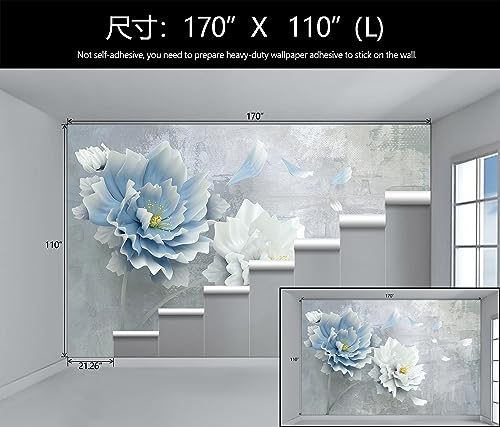 3D Blue Floral Wallpaper Vintage Background Wall Mural for Bedroom