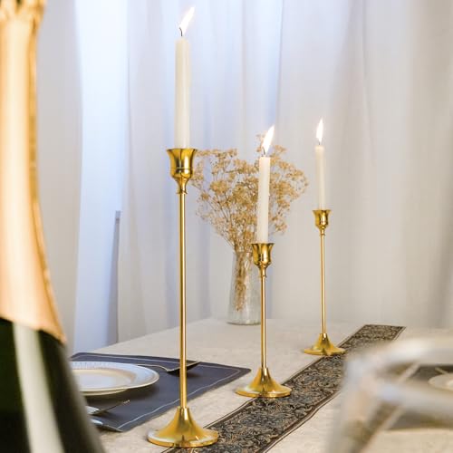 Metal Candle Holders for Candlesticks Taper Candlestick Holders Set Vintage Decorative Centerpiece Candelabra Tall Candle Stands (6 Count)