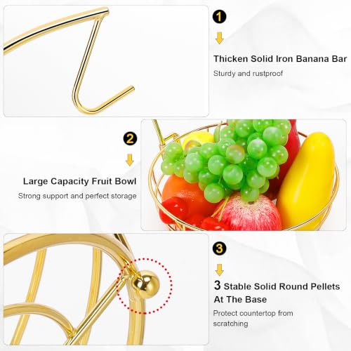 Countertop Fruit Basket Bowl with Banana Hanger