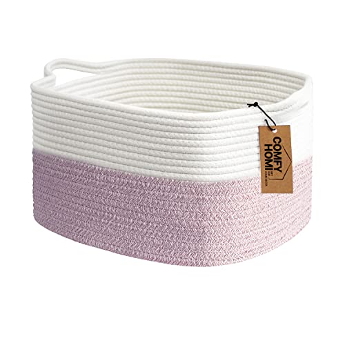 Cotton Rope Woven Basket with Handles for Shelves