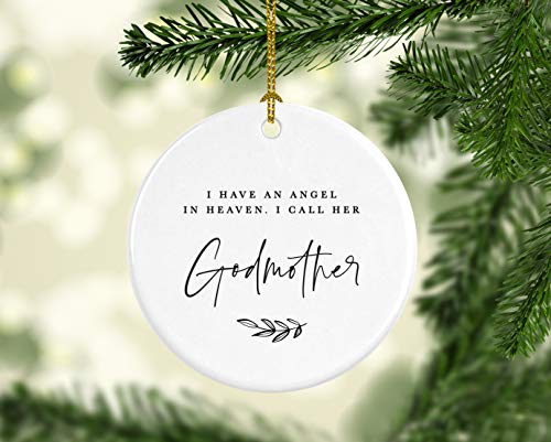 Round Ceramic Porcelain Christmas Tree Ornament Keepsake Collectible Godmother Bereavement Memorial Gift