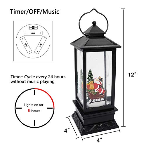 Santa Claus Singing Snow Globe Lantern with 6 Hour Timer