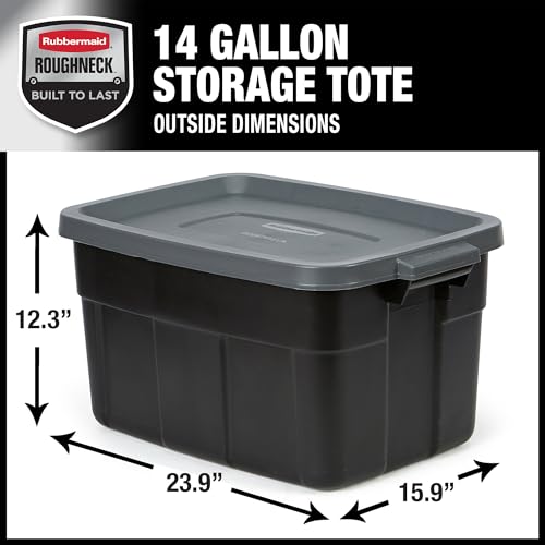 Heavy Duty Black Storage Bins Plastic Totes with Lids for Storage (6 Count)