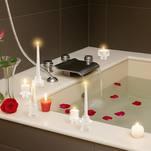 12 Pcs Glass Candlestick Holders Taper Candle Holders for Table Centerpieces (12 Count)