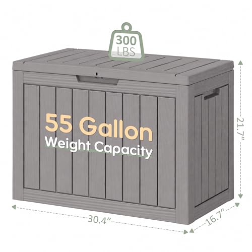 55 Gallon Outdoor Storage Box Waterproof Deck Box for Patio