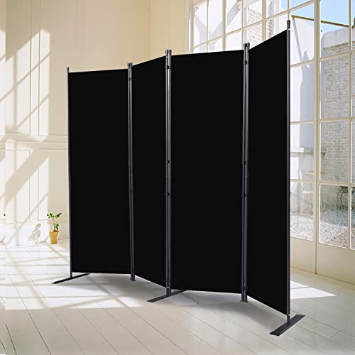Room Divider 4 Panel Folding Privacy Screens with Wider Feet (4 Count)