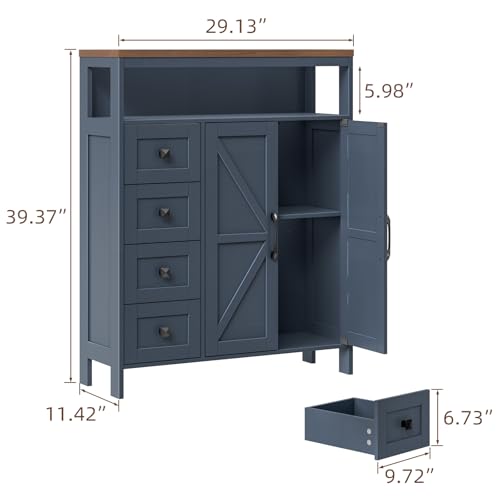 Farmhouse Storage Cabinet with 2 Doors and 4 Drawers