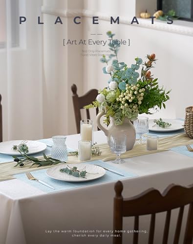Soft Sky Blue Woven Placemats Set of 4 (3.2 Count)