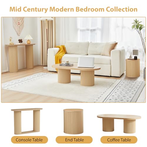Fluted Round Side Table with Storage
