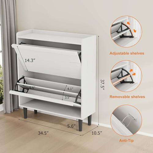 Shoe Cabinet with 2 Flip Drawers