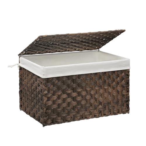 Large Wicker Storage Basket with Lid