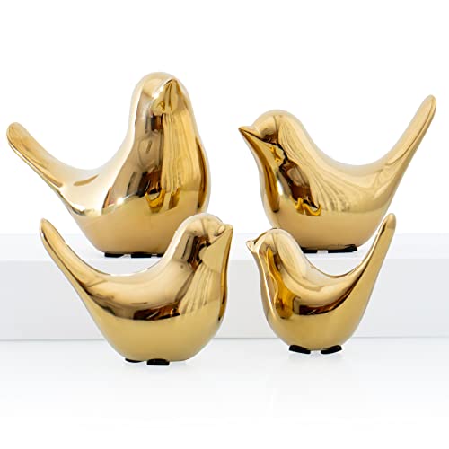 Small Birds Statues Home Decor Modern Style Decorative Ornaments for Living Room (4 Count)