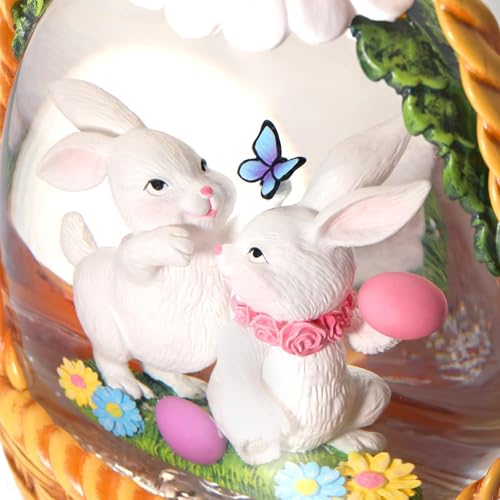 Easter Snow Globe Bunny Snow Globe Basket with Timer