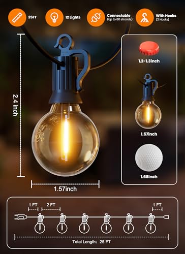 25FT 13 LED Outdoor String Lights