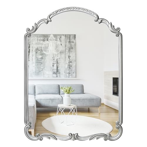 English Estate Carved Arch Wood Wall Mirror