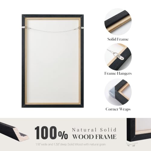 Large Framed Black and White Modern Abstract Wall Art Set (3 Count)
