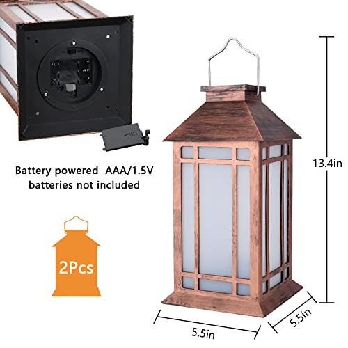 13 Inch Outdoor Decorative Lanterns with LED Candle Timer 2 Pack Brown (2 Count)