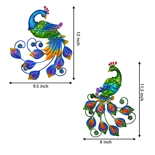 Metal Peacock Bird Wall Decor Outdoor Wall art (2 Count)