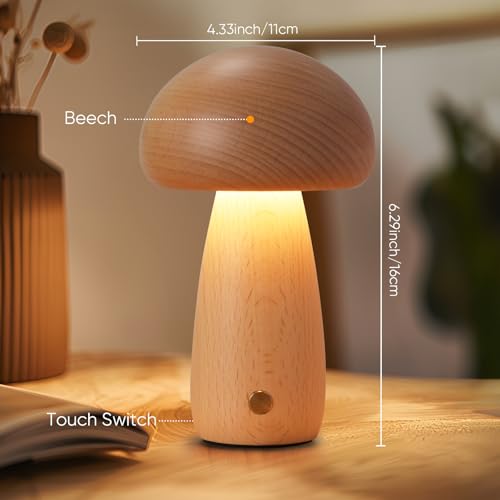 2 Pack Wooden Mushroom Lamp (2 Count)