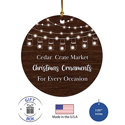 1st Retired Christmas Ceramic Christmas Tree Ornament Collectible Holiday Keepsake 2.875" Round Ornament in Decorative Gift Box with Bow